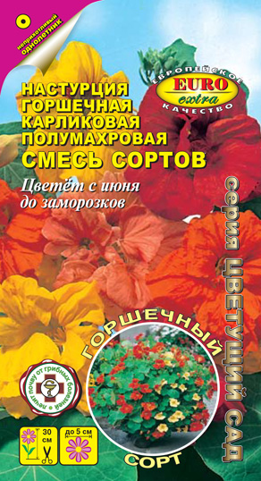 Настурция Горшечная карликовая полумахровая, смесь Настурция Горшечная карликовая полумахровая, смесь