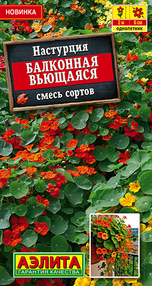 Настурция Балконная вьющаяся, смесь сортов Настурция Балконная вьющаяся, смесь сортов