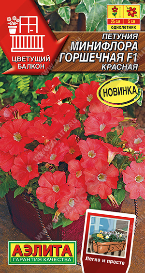Петуния Минифлора горшечная F1 красная - фото Петуния Минифлора горшечная F1 красная - фото